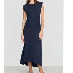 MODERN CITIZEN NAVY BLUE RUCHED MIDI DRESS MEDIUM